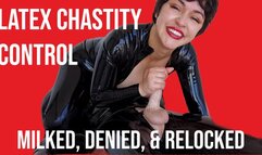 Femdom Latex Goddess Breaks Trans Femsub in Chastity Cage: Foot Worship, Edging Denial Countdown Relock