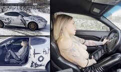 Alina is stuck on an icy road and gets horny