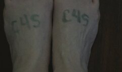 STINKY FEET ON CHESTNUT WOODEN FLOOR