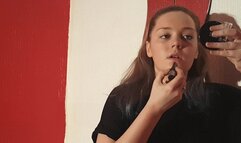 Sophie Applies Her Lipstick