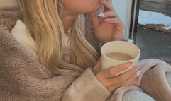 Smoking through the wheezy coughing this morning!