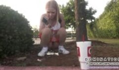 Hooters Girl pees in the parking lot at work (WMV 720p)