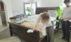 Cleaning MILF gets fucked and squirts all over stepson