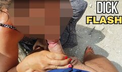 French Milf Blowjob Amateur on Nude Beach public in Greece to stranger with Cumshot