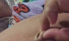 at the sopha exploring my belly button and pull it out