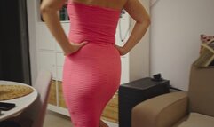 Pink dress after dinner