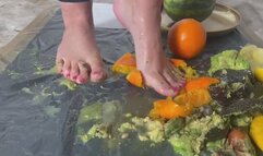 Juicy Fruit Crushing – mandarin, clementine, orange & watermelon. Slow Crush bare feet. You will like it! - PART 2