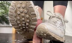 Shoejob and CBT in well worn and dirty Reebok Classic Sneakers - Severe Cock trampling, full body weight, Sneaker fetish and Giantess Views - Tramplegirl Leila crushes the cum out of her slaves cock - multi - 4k