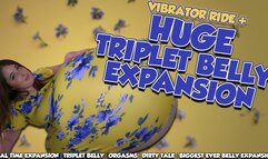 Vibrator Ride + Huge Triplet Belly Expansion