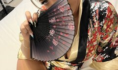 Hot blonde latina wife in kimono and guy tied to the bed