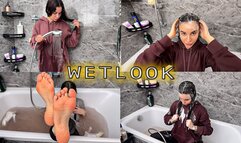 Wetlook Shower Fully Clothed + Soapy Tits Through Wet Grey T-Shirt, Brown Hoodie Off, Jeans & Socks Soaked, Rainy Day Wet Clothes, Detailed Breast Foaming, Close Up Bare Wet Feet After Removing Sneakers & Socks