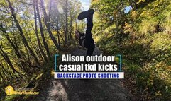 Alison outdoor casual tkd kicks photo shooting backstage
