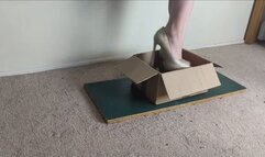 Giantess Lily Kink tidy's up the broken train coaches into a box and stomps them some more in big heels 4 views in one video