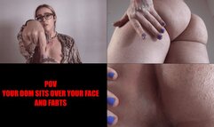 POV your dom sits over your face and farts