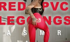 Relaxing PVC ASMR Crinkles and triggers: Red PVC Leggings & Black Bodysuit Sensory Overload