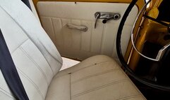 Driving with golden sandals