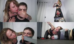 Kevin tied up and gagged by Sua!