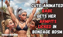 Sexy animated gym babe gets her gorgeous smooth toned muscled armpits licked by two kinky fetish girls in BDSM Bondage