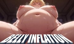 Belly Expansion at Poolside: Belly Inflates Huge