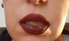 Bimbo lipstick mouth, smoking and spitting