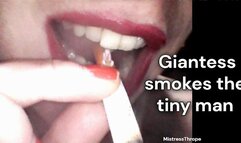 Giantess Smokes Tiny Man