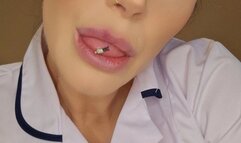 Man hating giantess pregnant nurse shrinks, uses as her play toy and eats him!