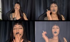 Leaving black lipstick marks on the cigarette