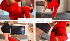 Grace red gi brutal ballbusting sellfdefense lesson