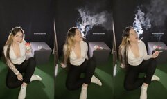Smoking in workout clothes and white sneakers, vans, blowing big clouds, full body view - Smokingrapunzel - smoking fetish