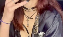 Intense Eye Contact Smoking Seduction 4K - Sexy Black Lingerie & Nets)