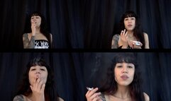 Smoking another cigarette in hot close-ups