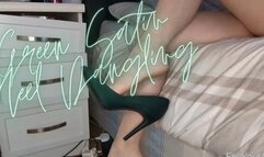 Green Satin High Heels Dangling
