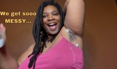 Black Ebony Teases You With Her Hairy Creamy Armpits This Valentine's Day