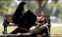 Arab Hijab Domination in Public 50+ Relentless Face Stomps