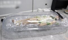 GG89-Cute Asian girl cosplaying as Little Grass God is trapped in a hovercraft.