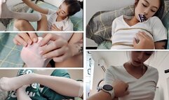 C4SGiantess26 jasmine gag rope bondage footjob Happy Valentine's Day giantess stockings bdsm orgasm foot fetish Nylon