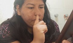 Nose Picking on the Toilet. Casual Phone Scroll