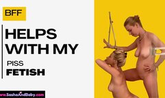 BFF Helps Me With My Pee Fetish Piss Kink and Fetish with Wet and Messy Play for Skinny Naked Women