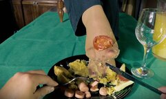 4k - POV -"feet dinner" - femdom nylon feet food
