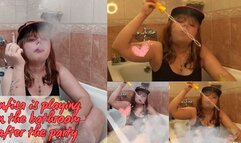Anfisa is Playing in the Bathroom after Party (trash content)