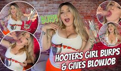 Hooters Girl Burps and Gives Blowjob