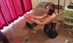 Riann popping balloons while giggling like a silly little bitch