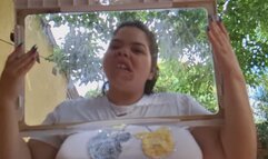 Extreme Grimaces Stuck to Glass