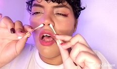 Sneezing and playing with my nose (close-up) sneezing in close-up