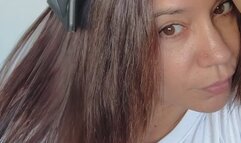 Drying my hair and loving my hairdryer!