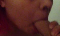 Red hair girl sucks a big white dick slowly