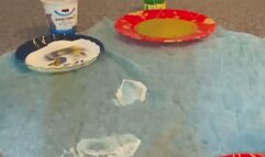 Feet stained with food