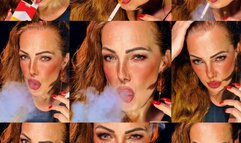 Redhead with long red nails in close-up - moving camera - Marlboro Red