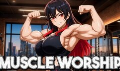 POV Muscular Worship - Rika Shows Off and Lets You Kiss Her Muscles