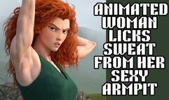 gorgeous muscled redhead animated babe licks the sweat out of her armpits as it gushes down her lovely smooth pits